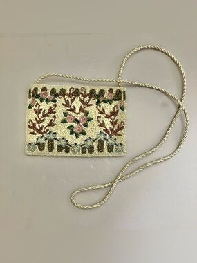 Vintage Christiana Beaded‎ Floral Pattern Shoulder Bag Crossbody Purse 6.75 X 5”